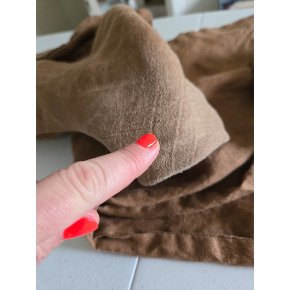 Quince 100% European Linen Square Neck Jumpsuit Brown XL Wide Leg Tie Waist - Picture 10 of 11